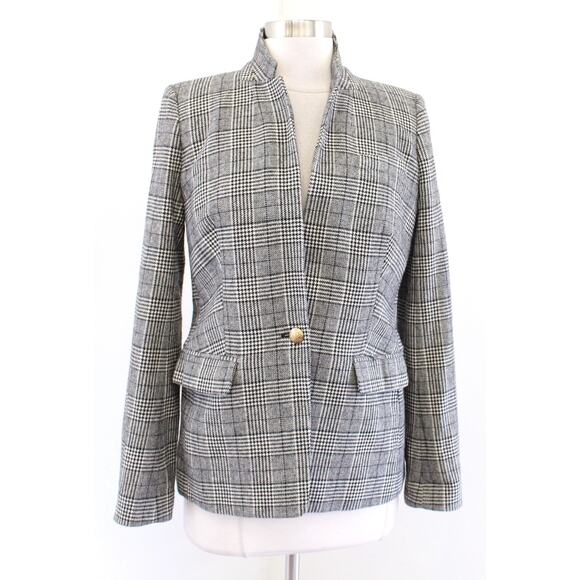 J Crew Regent Blazer in Glen Plaid Size 4 Houndstooth Tweed Wool Blend Jacket - Picture 1 of 8